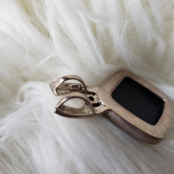 Vintage Onyx and Marcasite Sterling Silver Pendant - Picture 5 of 5